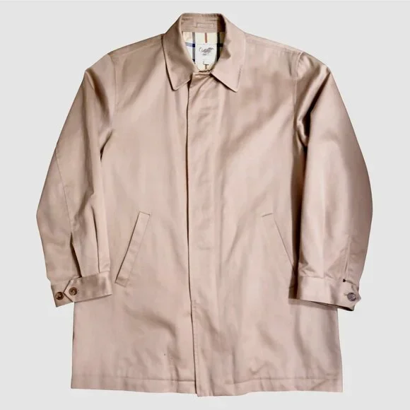 VTG Brooks Brothers Mens Med Classic Car Coat Chore Jacket Khaki/Plaid Hong Kong - Picture 1 of 13